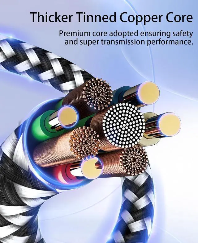 Alt view image 4 of 7 - 3Pack Car iPhone Charger Cable 10FT MFi Certified Lightning Cable Nylon Braided Fast Charging Cord Compatible for iPhone 14 13 12 11 Pro Max XR XS X 8 7 6 Plus SE iPad for Car Charging Cable