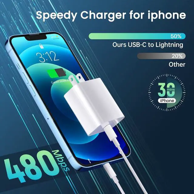 Alt view image 4 of 7 - iPhone Charger Fast ChargingMFi Certified 2Pack 20W PD USB C Wall Charger 6&10FT Cable Fasting Charging Adapter Compatible with iPhone 14Pro/13 Pro/12/12 Pro Max/11 Pro Max/XS Max/XS/XR/X/8 and More