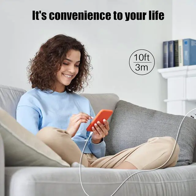 Alt view image 7 of 7 - for iPhone Charger Cord 10 ft 3Pack for Lightning to USB Fast Long Charging Cable 10 Foot for iPhone 14/13/12/11Pro Max/11/XR/Xs/X/8/7/6 for iPad Pro/Air/Mini White Phone Charge 10 feet