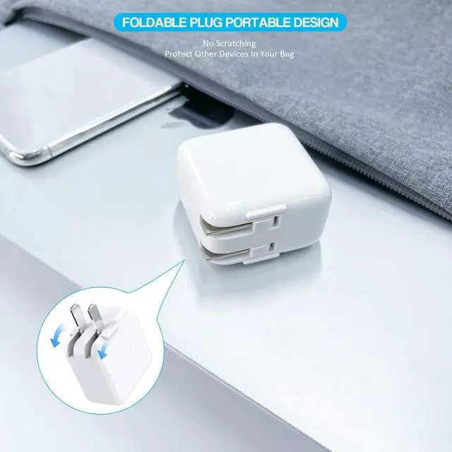 Alt view image 2 of 7 - iPad Charger [  MFI Certified ] 10FT Long iPad Chargers Lightning Cord Cable Fast Charging USB Wall Charger Block Foldable Plug for iPad 7/8/ 9 Generation iPad Air iPad Mini iPad Pro iPhone