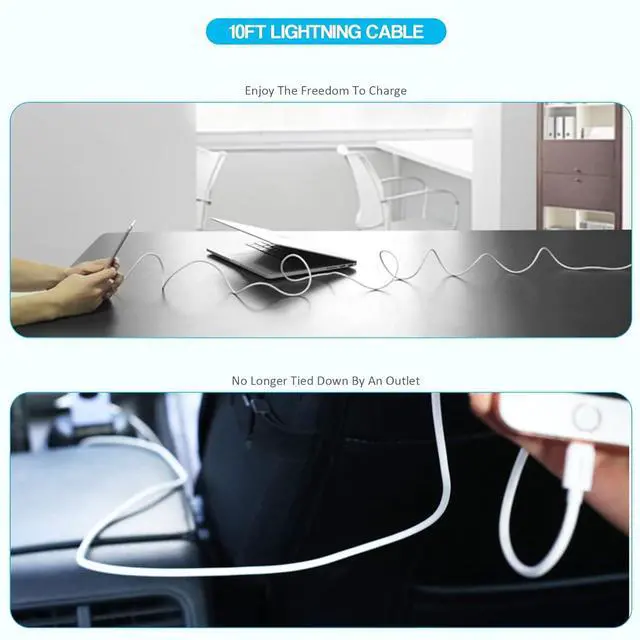 Alt view image 4 of 7 - iPad Charger [  MFI Certified ] 10FT Long iPad Chargers Lightning Cord Cable Fast Charging USB Wall Charger Block Foldable Plug for iPad 7/8/ 9 Generation iPad Air iPad Mini iPad Pro iPhone