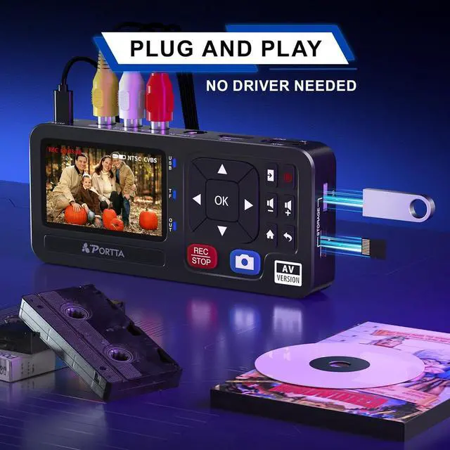 Alt view image 3 of 7 - VHS to Digital Converter Video to Digital Recorder with Remote RCA to HDMI Converter Compatible with VHS VCR DVR DVD Hi8 Mini DV Camcorder Cassette Tape Gaming Consoles