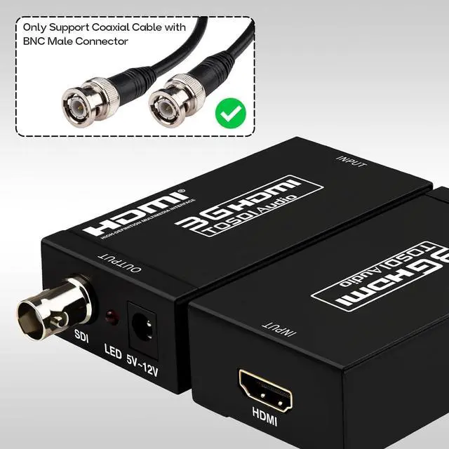 Alt view image 4 of 7 - HDMI to SDI Converter 3G-SDI/HD-SDI Converter Audio Video Adapter Support 1080P 1080I for Camera Home Theater Monitora and Professional Video Production