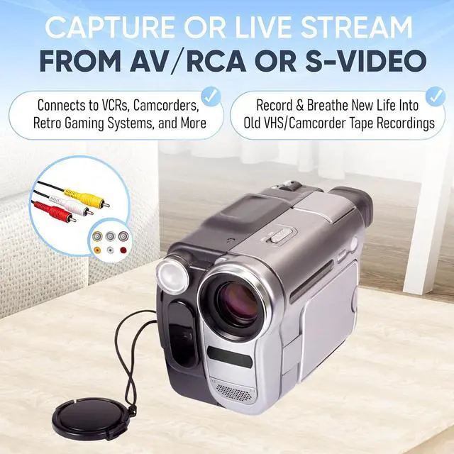 Alt view image 2 of 6 - Video to USB Lite - USB Audio Video Capture Device - Input AV RCA S-Video VCR VHS Camcorder Video8 Hi8 DVD Retro Gaming Systems - USB-C Plug & Play