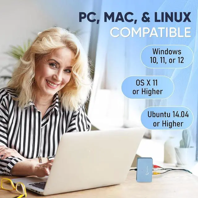 Alt view image 5 of 6 - Video to USB Lite - USB Audio Video Capture Device - Input AV RCA S-Video VCR VHS Camcorder Video8 Hi8 DVD Retro Gaming Systems - USB-C Plug & Play