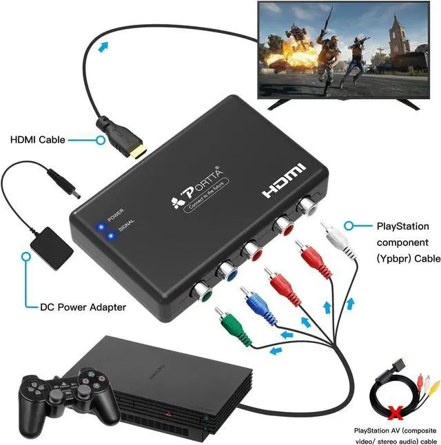 Alt view image 2 of 6 - Component to HDMI Converter YPbPr RGB + R/L Audio to HDMI v1.3 Converter Adapter Support 1080P 2 Channel LPCM for HDTV PS2 PS3 HDVD Player Wii Xbox