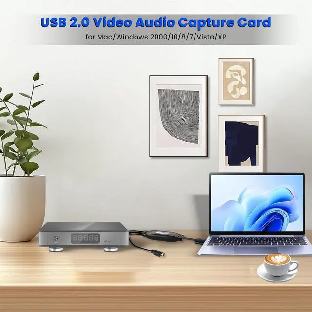 Alt view image 6 of 7 - VHS to Digital Converter USB 2.0 Video Audio Capture Card Convert Analog Old VHS Mini DV Hi8 DVD VCR to Digital Converter for Mac/Windows 2000/10/8/7/Vista/XP