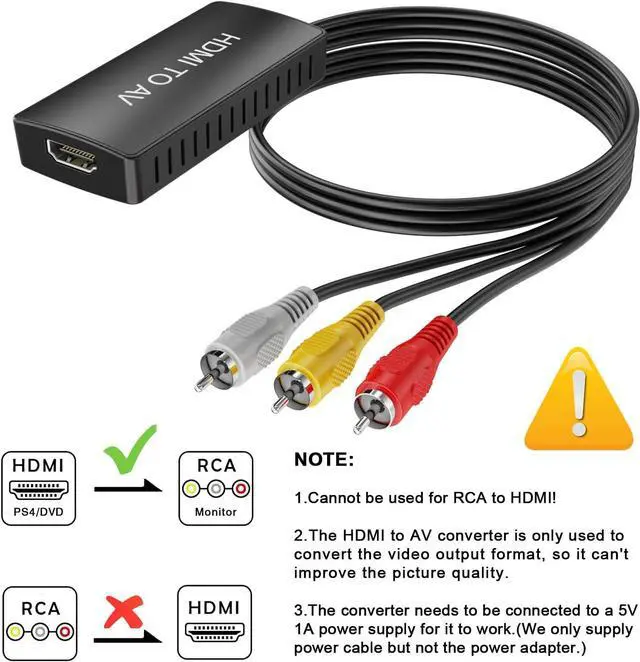 Alt view image 4 of 7 - HDMI to RCA Converter HDMI to AV Adapter for Old TV RCA Composite Video Converter Supports PAL/NTSC for TV Stick  Android Box DVD