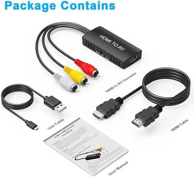 Alt view image 5 of 7 - HDMI to RCA Converter HDMI to AV Adapter for Old TV RCA Composite Video Converter Supports PAL/NTSC for TV Stick  Android Box DVD