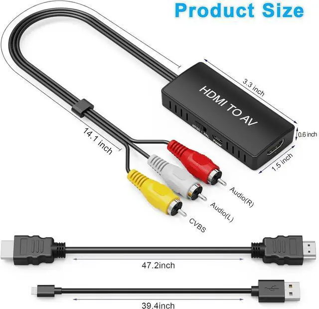 Alt view image 6 of 7 - HDMI to RCA Converter HDMI to AV Adapter for Old TV RCA Composite Video Converter Supports PAL/NTSC for TV Stick  Android Box DVD