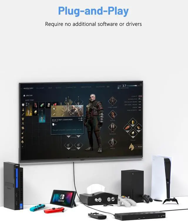 Alt view image 5 of 7 - 5 in 1 Out HDMI/AV Switcher RCA/HDMI to HDMI Converter -2 AV Inputs 3 HDMI Inputs Support HDR & HDCP 2.2 & Full 3D for Sega/Xbox/PS1/PS2/Xbox PS5/PS4  Fire Stick