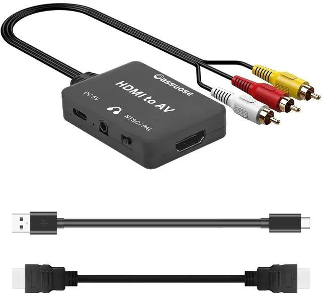 Main image of HDMI to RCA Converter with 3.5mm Audio Headphones Port HDMI to AV Adapter for Older TV Supports PAL/NTSC Compatible for Various Streaming Stick Fire TV Stick Chromecast  DVD Android TV Box