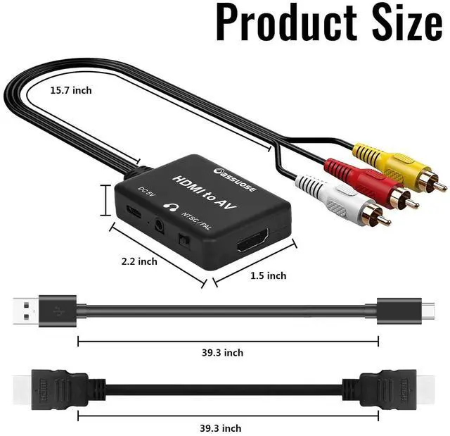 Alt view image 6 of 7 - HDMI to RCA Converter with 3.5mm Audio Headphones Port HDMI to AV Adapter for Older TV Supports PAL/NTSC Compatible for Various Streaming Stick Fire TV Stick Chromecast  DVD Android TV Box