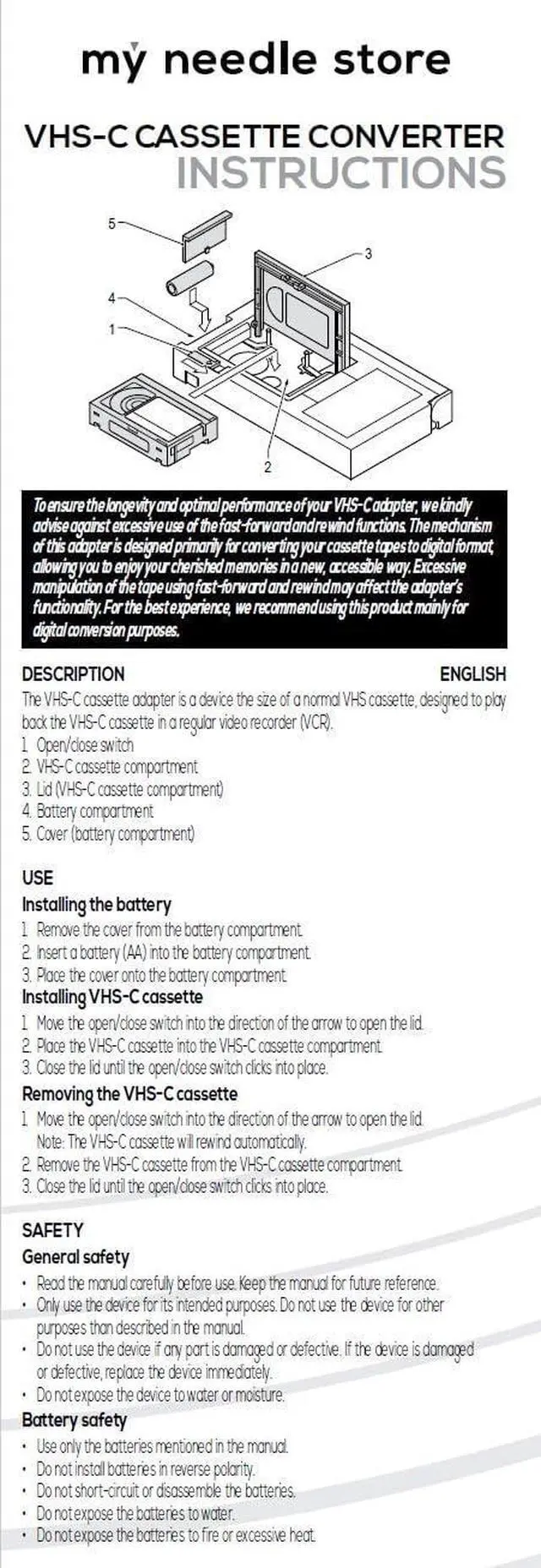 Alt view image 3 of 6 - Original Factory Sealed Store Cassette Adapter for Camcorders SVHS VHS-C to VHS C Ideal for VCR Player VHS Tapes Video Cassette Player and VHS to Digital Converting.