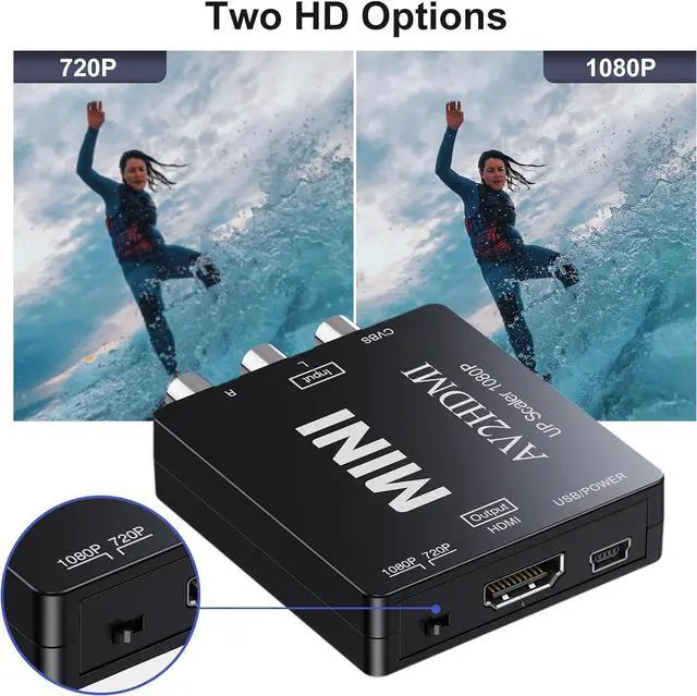 Alt view image 6 of 7 - RCA to HDMI Converter AV to HDMI Converter 1080P Mini RCA AV Composite Video Audio to HDMI Converter Adapter Supporting PAL/NTSC for TV/Wii/PC/PS 123/ STB/Xbox/VHS/VCR/Blue-Ray DVD Players