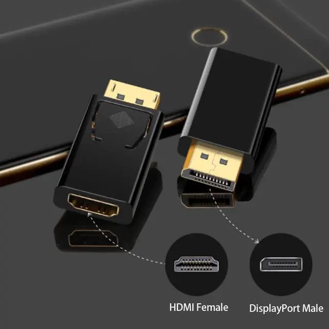 Alt view image 5 of 7 - DisplayPort to HDMI Adapter 4K Digital Video Converter Black(2Pack)