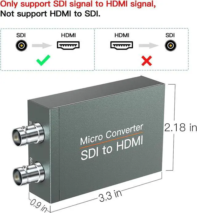 Alt view image 4 of 7 - SDI to HDMI Converter with SDI Loop Out 1080p HD-SDI / 3G-SDI/SD-SDI to HDMI Video Audio Converter BNC to HDMI Adapter for SDI Camera Monitor Projector