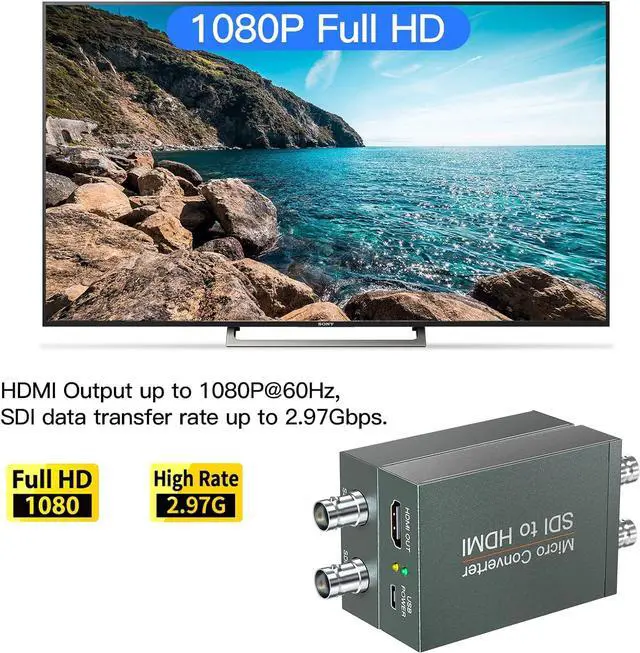 Alt view image 5 of 7 - SDI to HDMI Converter with SDI Loop Out 1080p HD-SDI / 3G-SDI/SD-SDI to HDMI Video Audio Converter BNC to HDMI Adapter for SDI Camera Monitor Projector
