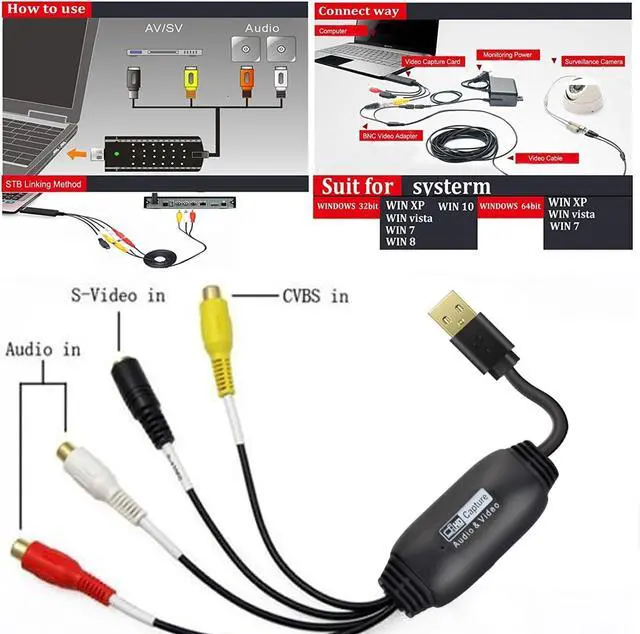 Alt view image 4 of 7 - VHS to Digital Converter Video Capture Card USB 2.0 Video Capture Card Device Old VHS Mini DV Hi8 DVD VCR to Digital Converter Compatible whit Mac PC Support Windows 2000/10 / 8/7 / Vista/XP/Android