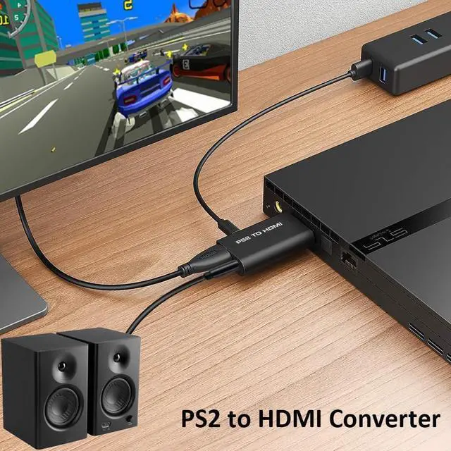 Alt view image 2 of 7 - New PS2 to HDMI Converter Adapter Video Converter with 3.5mm Audio Output for HDTV HDMI Monitor with USB Power Cable Supports All PS2 Display Modes