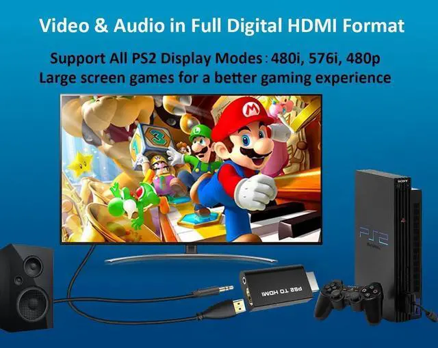 Alt view image 3 of 7 - New PS2 to HDMI Converter Adapter Video Converter with 3.5mm Audio Output for HDTV HDMI Monitor with USB Power Cable Supports All PS2 Display Modes