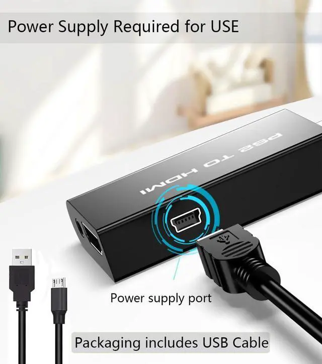 Alt view image 4 of 7 - New PS2 to HDMI Converter Adapter Video Converter with 3.5mm Audio Output for HDTV HDMI Monitor with USB Power Cable Supports All PS2 Display Modes