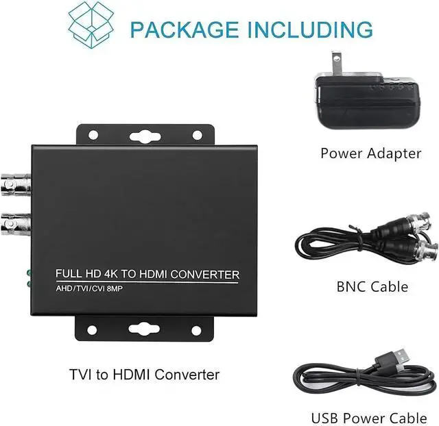 Alt view image 2 of 7 - TVI to HDMI Converter Full HD 4K Converter 1080p/720p/4K/8MP/5MP/4MP/3MP BNC to HDMI Video Converter Adapter - CVBS/TVI/CVI/AHD to HDMI