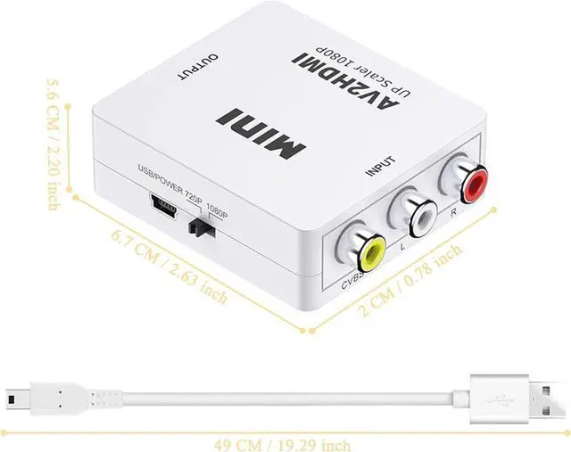 Alt view image 4 of 7 - RCA to HDMI AV to HDMI Converter 1080P Mini RCA Composite CVBS Video Audio Adapter for PAL/NTSC TV/PC/ PS3/ STB/Xbox VHS/VCR/Blue-Ray DVD Player
