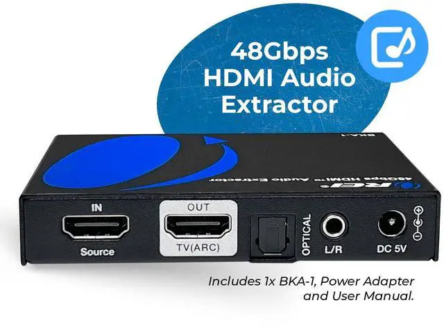 Alt view image 2 of 7 - 8K Audio Extractor HDMI UltraHD 4K @ 120Hz 48G HDMI 2.1 Audio Converter for PS5 SPDIF + 3.5mm Output HDCP 2.3 - Dolby Digital/DTS Passthrough CEC HDR Dolby Vision ARC HDR10+ (BKA-1)