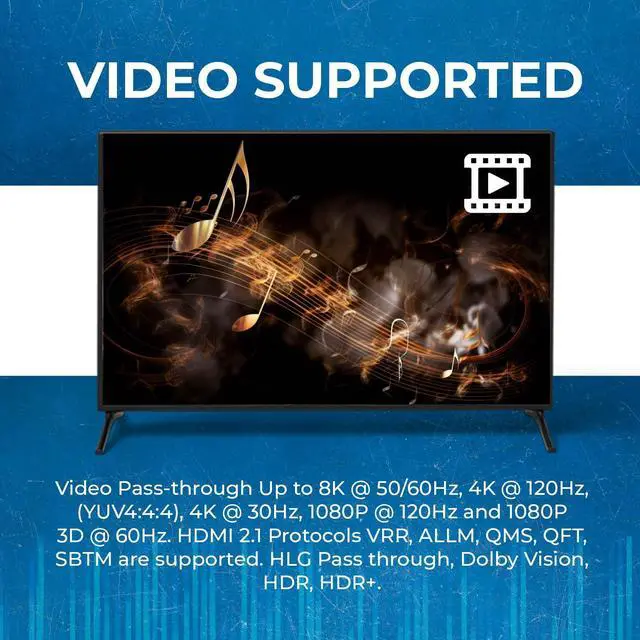 Alt view image 4 of 7 - 8K Audio Extractor HDMI UltraHD 4K @ 120Hz 48G HDMI 2.1 Audio Converter for PS5 SPDIF + 3.5mm Output HDCP 2.3 - Dolby Digital/DTS Passthrough CEC HDR Dolby Vision ARC HDR10+ (BKA-1)
