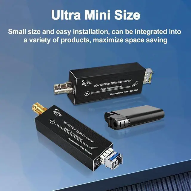Alt view image 4 of 6 - Mini HD 1080P 30HZ SDI Fiber Extender & Converter - Broadcast Level HD-SDI Video Optical Transceiver - Single-Mode Single Fiber - 20km