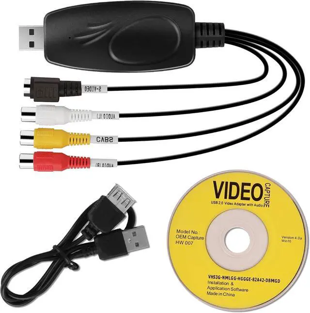Alt view image 7 of 7 - USB 2.0 Audio Video Capture Card Digitization of Old Videos VHS VCR TV to DVD Converter Suitable for Mac OS & Windows 10/8/7/XP/Vista with a 100 cm RCA Extension Cable and Windows Software CD
