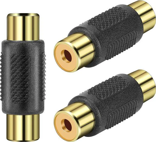 Main image of RCA Female to Female Coupler 3 Pack Audio Video RCA Adapter Connector Gold Plated RCA Jack to Jack Converter RCA Cables Extender for Amplifier Speaker TV RCA Cable Gold