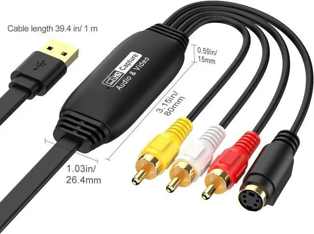 Alt view image 6 of 7 - VHS to Digital Converter Male RCA to USB Audio Video Converter USB 2.0 Video Capture Card Convert VHS to Digital from VHS VCR Mini DV Hi8 DVD for MAC/PC