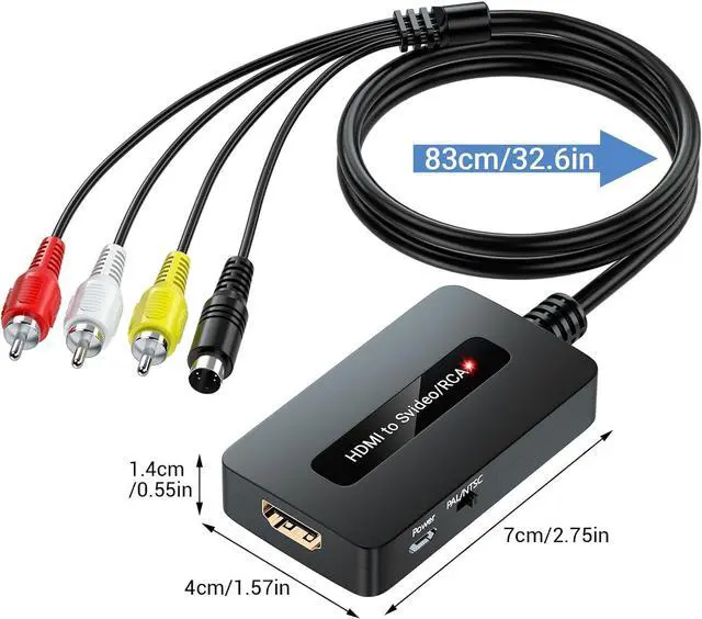 Alt view image 6 of 7 - HDMI to S Video RCA Converter 1080P HDMI to AV Composite S-Video 2 in 1 Converter for DVD/STB/PS3/PS4 to Display on Older TV with Svideo/RCA Inputs(Not Support 4k HDMI)
