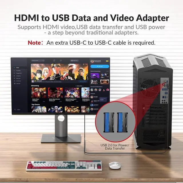 Alt view image 5 of 7 - AV Access HDMI to USB-C Adapter 4K@60Hz HDMI Video & USB Data Converter USB-A Power & Data Support for HDMI Laptops to USB-C Displays & Touch Monitors