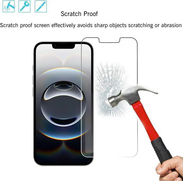 Alt view image 3 of 6 - Screen Protector for iPhone 16e / iPhone 14 / iPhone 13 / iPhone 13 Pro [6.1 Inch] Display 3 Pack Tempered Glass Case Friendly [Not for iPhone 16 6.1 Inch]