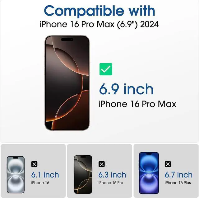 Alt view image 2 of 7 - Auto-Alignment OneTouch for iPhone 16 Pro Max [6.9] Screen Protector + Camera Lens Protector Tempered Glass 30 seconds Installation Bubble Free Case Friendly Anti-Scratch [2+2 Pack]