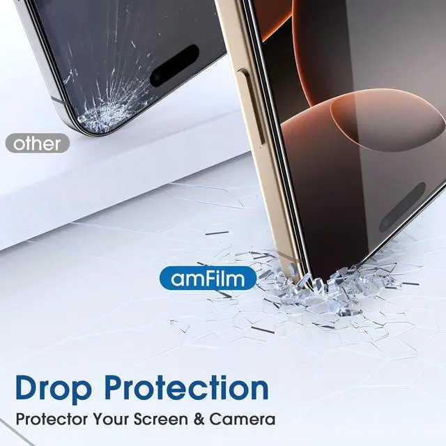 Alt view image 6 of 7 - Auto-Alignment OneTouch for iPhone 16 Pro Max [6.9] Screen Protector + Camera Lens Protector Tempered Glass 30 seconds Installation Bubble Free Case Friendly Anti-Scratch [2+2 Pack]