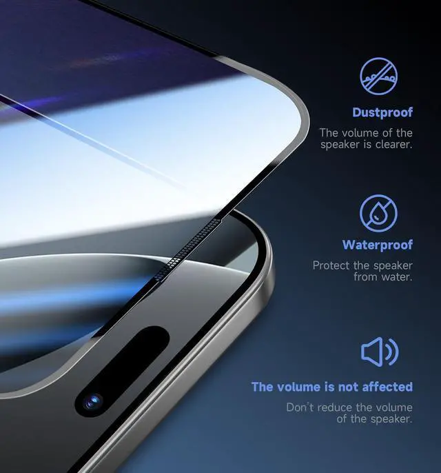 Alt view image 4 of 7 - Screen Protector for iPhone 15 Pro Max Bubble-and-Dust-Free iPhone HD Tempered Glass Durable and Drop-Proof with 9H Hardness Easy Installation Exclusively for iPhone 15 Pro Max(2-Pack)