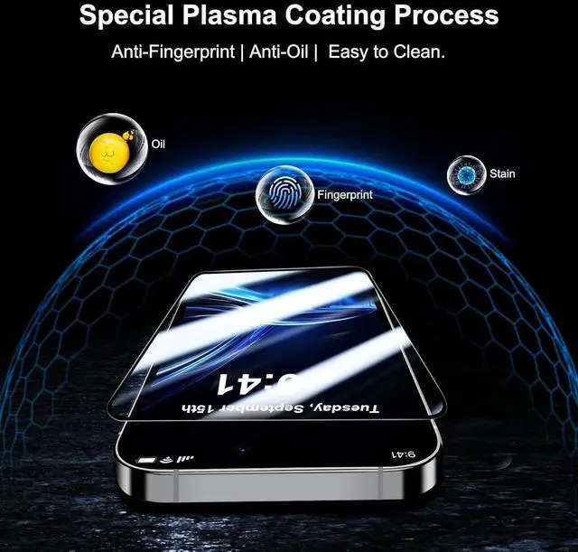 Alt view image 6 of 7 - for iPhone 16 Pro Max Screen Protector with Camera Lens Protector [Military Grade Shatterproof] Top 9H+ Tempered Glass Full Edge Coverage Ultra Durable with Installation Tool [3+3 Pack]