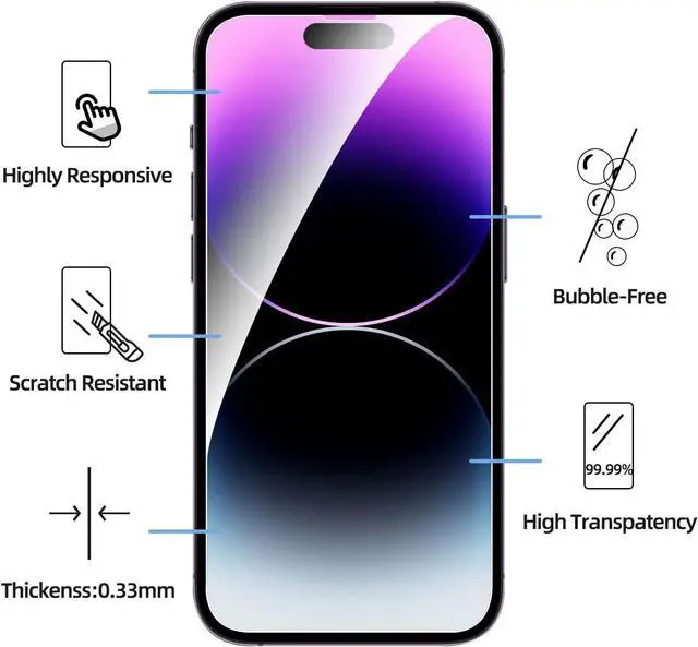Alt view image 2 of 7 - NEWC 3 Pack Designed for iPhone 14 Pro Max (6 7) Screen Protector Tempered Glass Case Friendly Anti Scratch Bubble Free Ultra Resistant