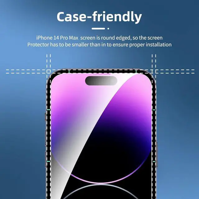 Alt view image 3 of 7 - NEWC 3 Pack Designed for iPhone 14 Pro Max (6 7) Screen Protector Tempered Glass Case Friendly Anti Scratch Bubble Free Ultra Resistant