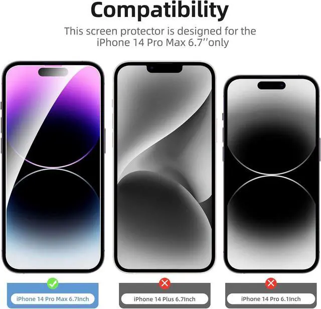 Alt view image 4 of 7 - NEWC 3 Pack Designed for iPhone 14 Pro Max (6 7) Screen Protector Tempered Glass Case Friendly Anti Scratch Bubble Free Ultra Resistant