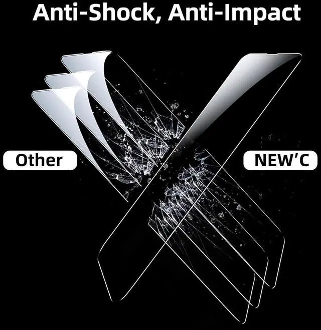 Alt view image 7 of 7 - NEWC 3 Pack Designed for iPhone 14 Pro Max (6 7) Screen Protector Tempered Glass Case Friendly Anti Scratch Bubble Free Ultra Resistant