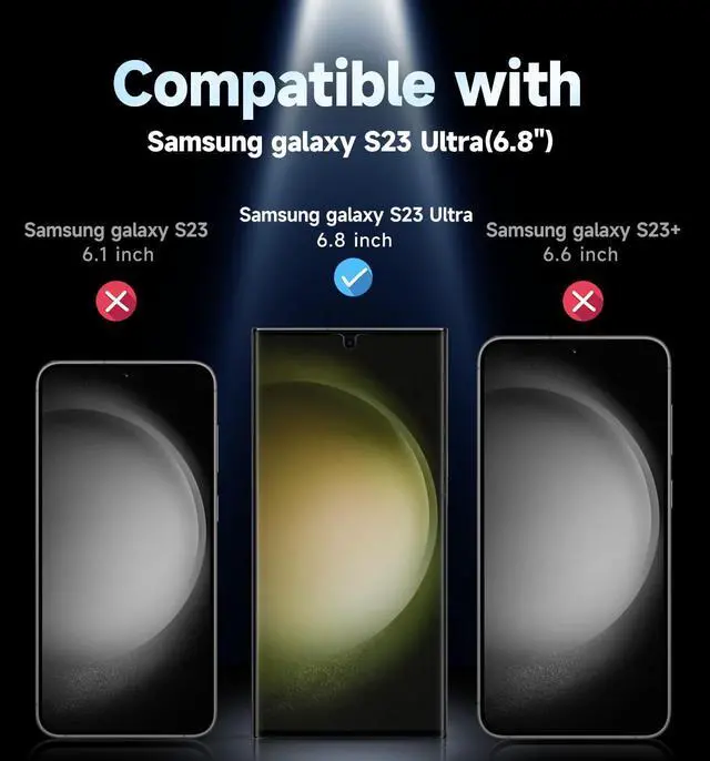 Alt view image 2 of 6 - 2 Pack Screen Protector for  Galaxy S23 Ultra - Ceramic Film Fingerprint ID Compatible Easy Installation Shock-Resistant 3D Curved Bubble Free