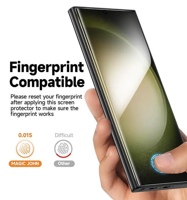 Alt view image 5 of 6 - 2 Pack Screen Protector for  Galaxy S23 Ultra - Ceramic Film Fingerprint ID Compatible Easy Installation Shock-Resistant 3D Curved Bubble Free