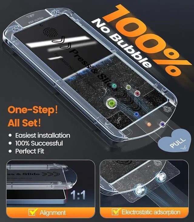 Alt view image 2 of 7 - -2+2 Pack 9H+ Hybrid Glass for  Galaxy S25 Ultra Screen Protector [0.02S Sensitive Fingerprint ] [24 Super Privacy] [Military Grade Shatterproof] Self Installation Case Friendly