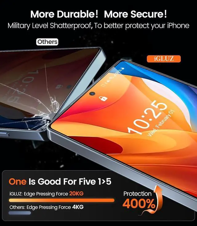 Alt view image 5 of 7 - -2+2 Pack 9H+ Hybrid Glass for  Galaxy S25 Ultra Screen Protector [0.02S Sensitive Fingerprint ] [24 Super Privacy] [Military Grade Shatterproof] Self Installation Case Friendly