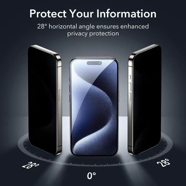Alt view image 2 of 7 - 3 Pack for iPhone 15 Pro Max Privacy Screen Protector Anti-spy Tempered-Glass Privacy Screen Protector Micro-curved Edges Case Friendly